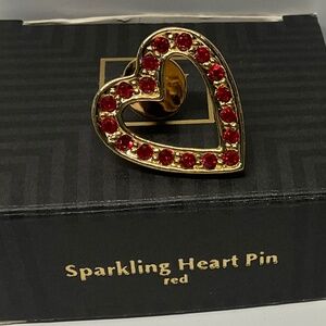 ❤️ Avon Sparkling Red Heart Pin Brooch Vintage 1992 Valentine ❤️